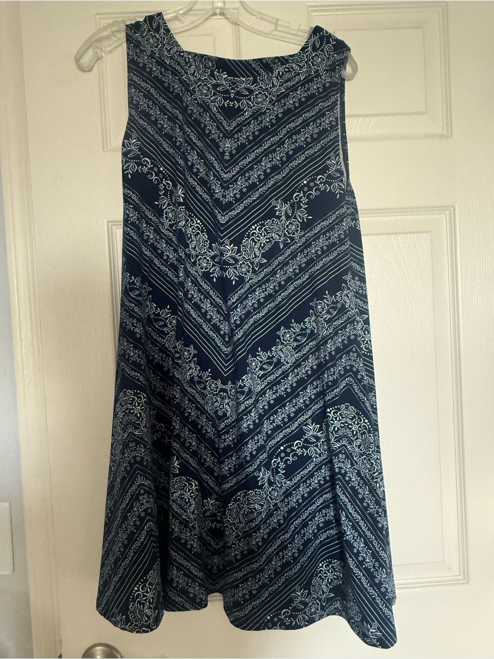 nine britton Navy and White Printed A-Line Dress
